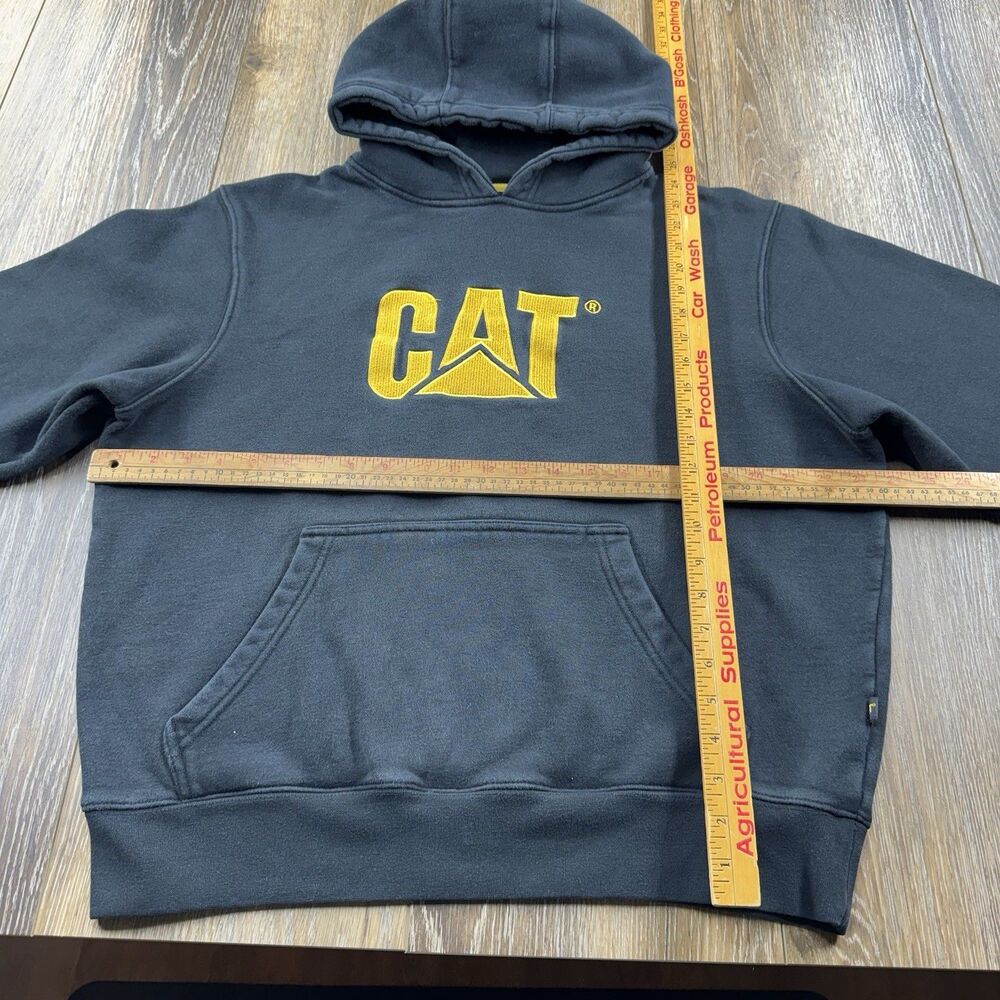 Caterpillar Hoodie Mens L Black Sweatshirt CAT Construction Worker Sweater THICK - Picture 9 of 12